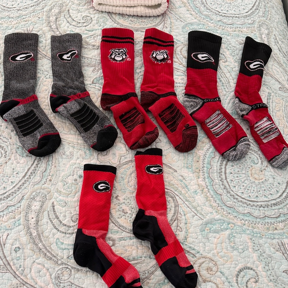 Georgia Bulldogs Men's Crew Socks - Red and Black